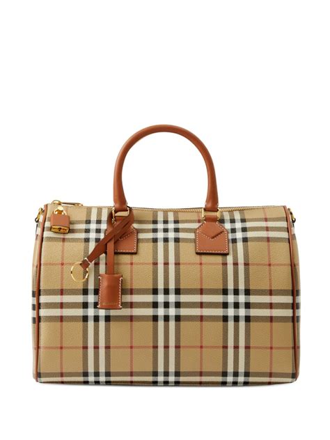 burberry medium haymarket check bowler bag|Medium Check Bowling Bag in Archive beige/briar brown.